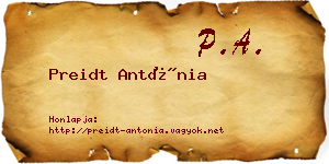 Preidt Antónia névjegykártya